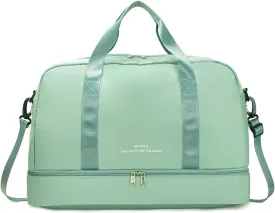 Sports Travel Duffel Bag for Women,Light Gym Bag with Shoe Compartment,Large Capacity Weekender Overnight with Wet Pocket for Lady Travel, Gym, Yoga Green