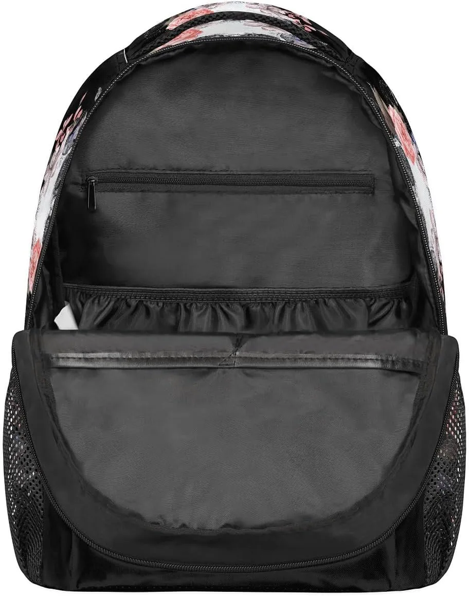 Sugar Skull Flower Laptop Backpack School Backpack with Multiple Pockets Hiking Shoulder Daypack Large College Backpack for Men Women Kids