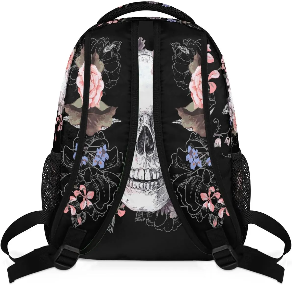Sugar Skull Flower Laptop Backpack School Backpack with Multiple Pockets Hiking Shoulder Daypack Large College Backpack for Men Women Kids