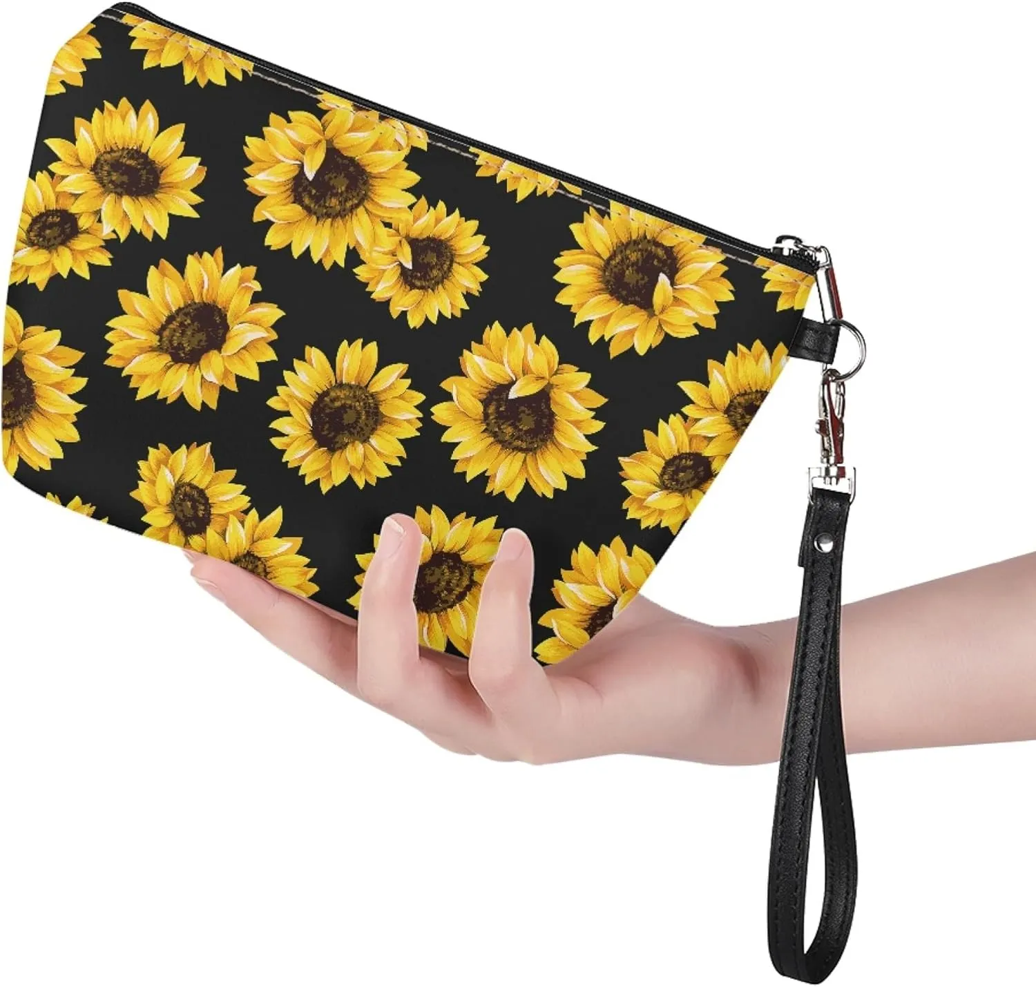 Sunflower Makeup Bag Small Cosmetic Bags Waterproof Travel Makeup Pouch with Zipper Great Gifts for Women