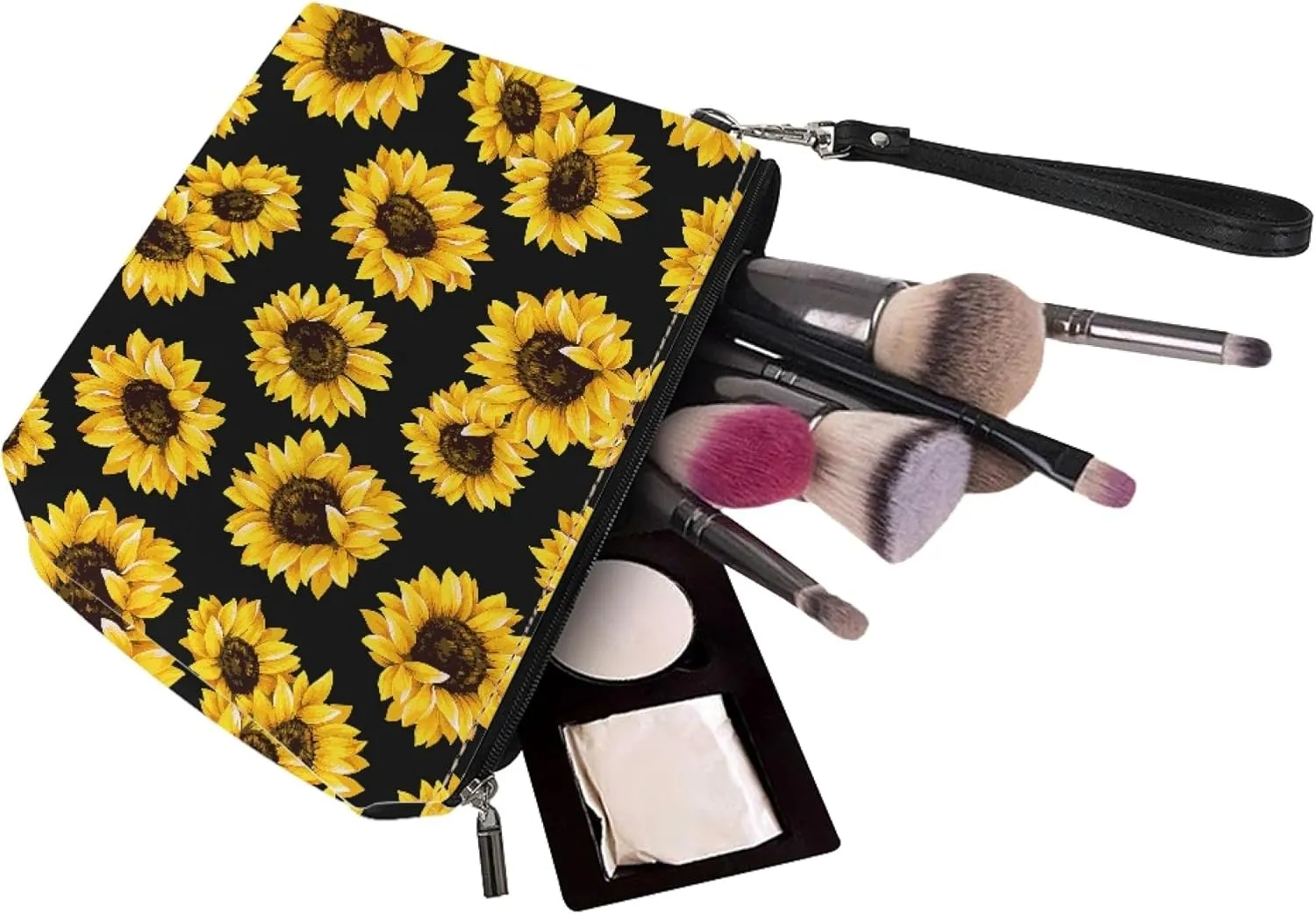 Sunflower Makeup Bag Small Cosmetic Bags Waterproof Travel Makeup Pouch with Zipper Great Gifts for Women
