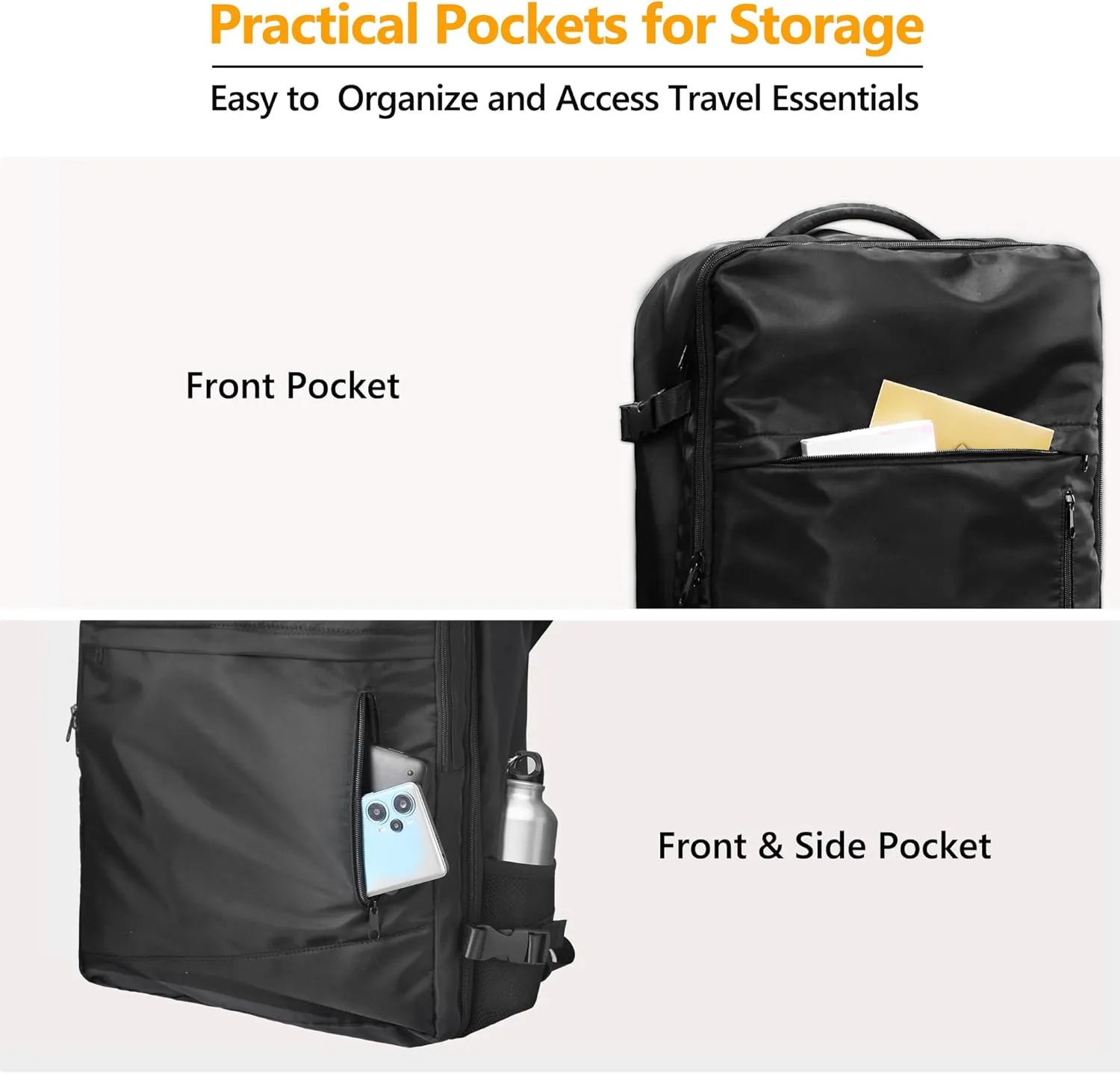 SUOCO Travel Vacuum Backpack, 60L Seal Compression Air Vac Back Pack with Travel Pump, Carry On Suitcase Luggage Flight Approved for Men Women Personal Item, Black