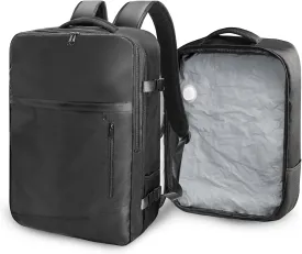 SUOCO Travel Vacuum Backpack, 60L Seal Compression Air Vac Back Pack with Travel Pump, Carry On Suitcase Luggage Flight Approved for Men Women Personal Item, Black