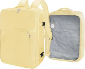 SUOCO Travel Vacuum Backpack, 60L Seal Compression Air Vac Bag Back Pack with Travel Pump, Carry On Suitcase Luggage Flight Approved for Men Women Personal Item, Beige