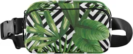 susiyo Exotic Tropical Palm Leaves Geometric Waist Packs for Women Men Small Belt Bag Travel Go To Bag