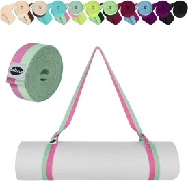 TECEUM Yoga Mat Strap  Black & 30  Colors  Adjustable Mat Holder Sling Carrier for All Mats [Mat Not Included]
