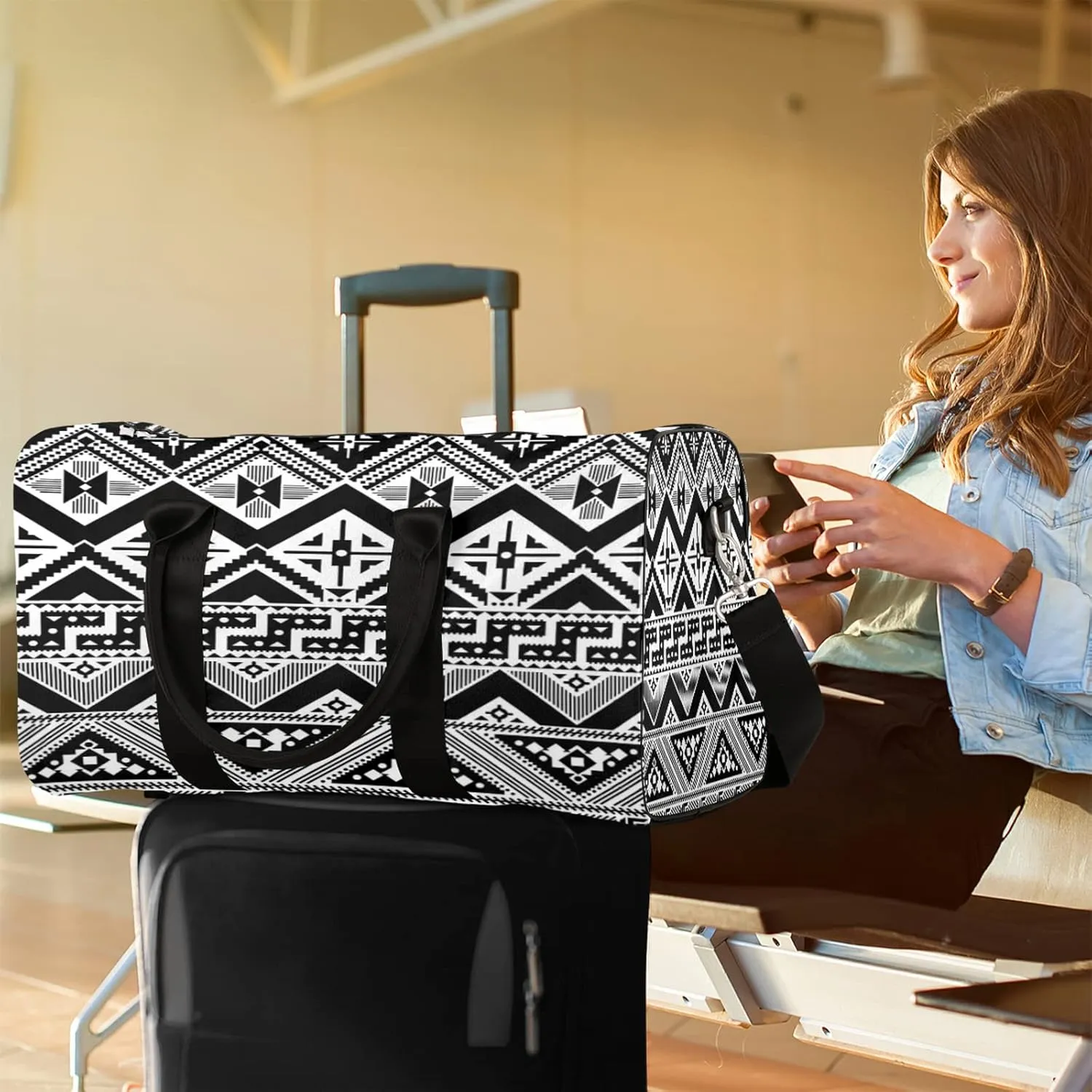 Travel Duffel Bag, Ocean Boho Turtle Sports Tote Gym Foldable Weekender Bags Workout Carry-on Luggage With Handle, Overnight Shoulder Bag for Women Men