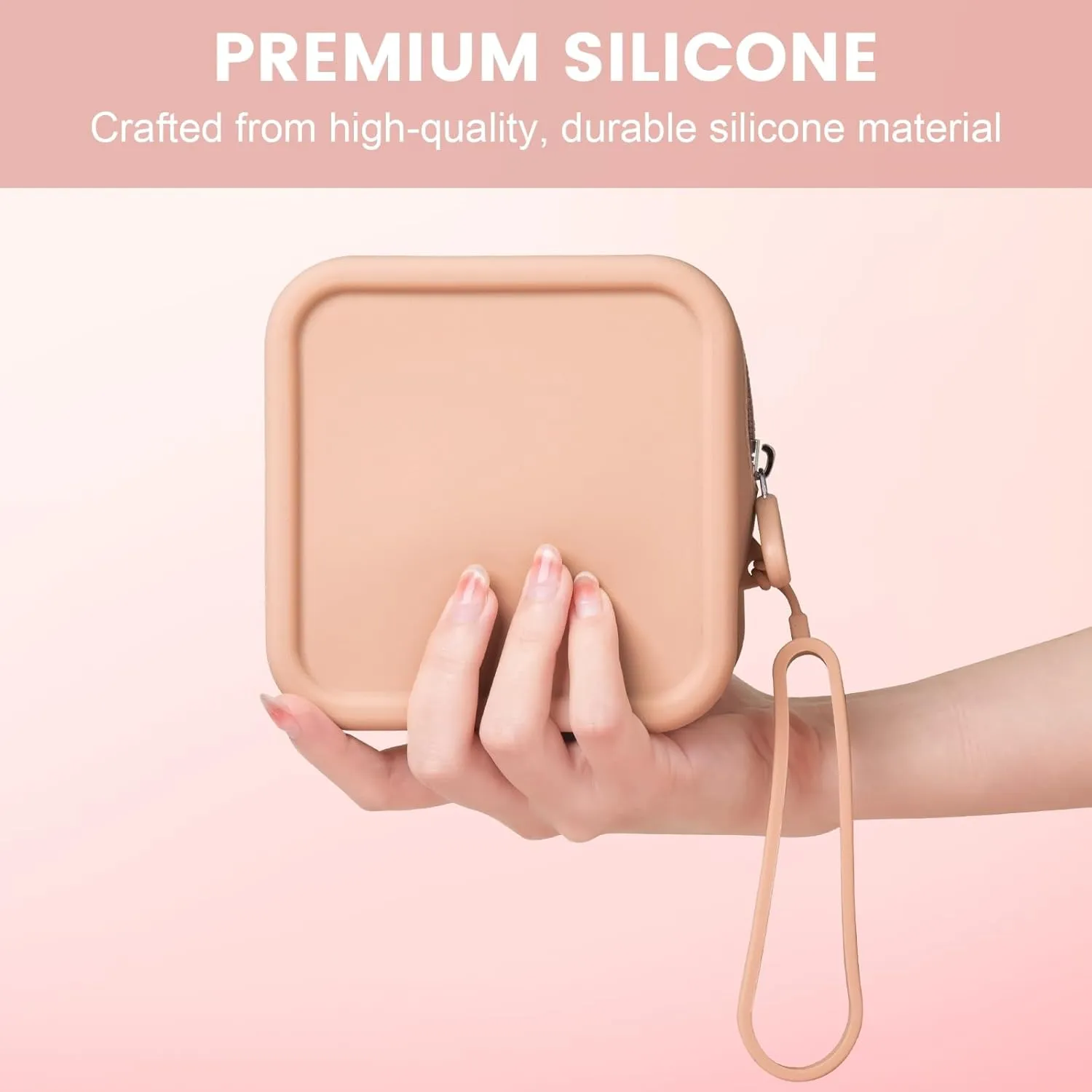 Travel Makeup Bag, Silicone Cosmetic Bags for Women, Cosmetic Organizer Case with Zipper, Waterproof Travel Toiletry Bag Skincare Pouch with Handle
