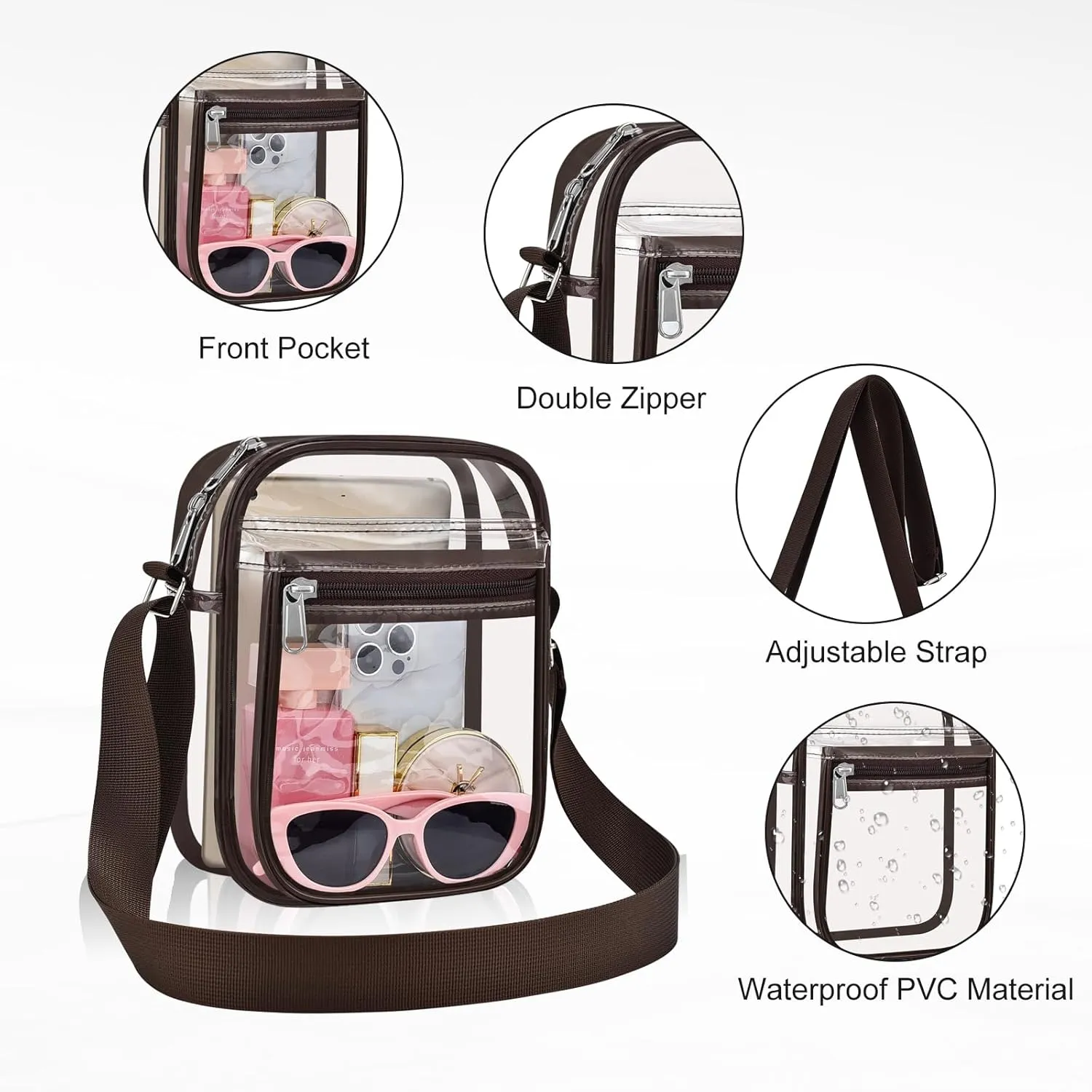 USPECLARE Clear Purse Bag for Stadium Events Clear Messenger Bag for Men and Women
