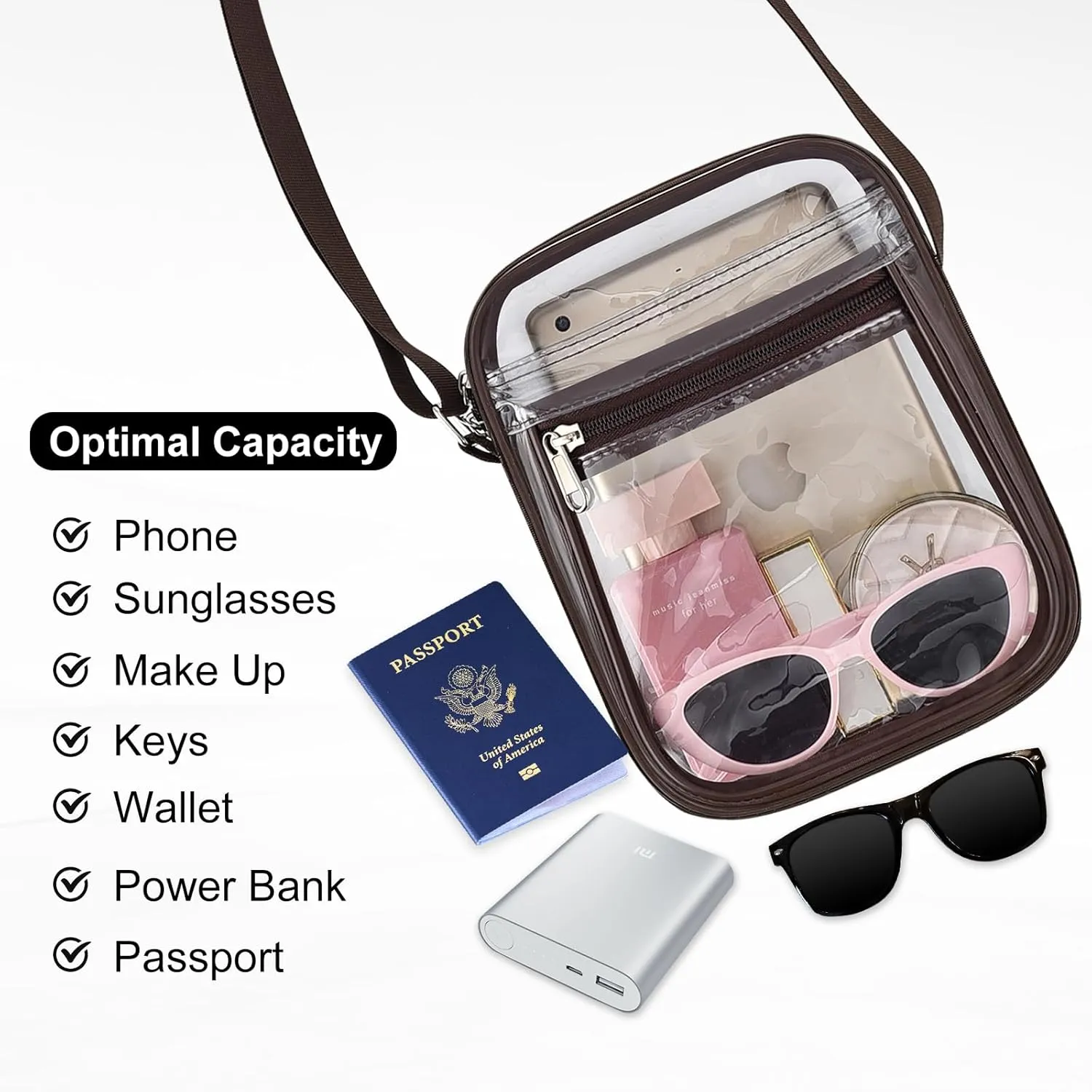 USPECLARE Clear Purse Bag for Stadium Events Clear Messenger Bag for Men and Women