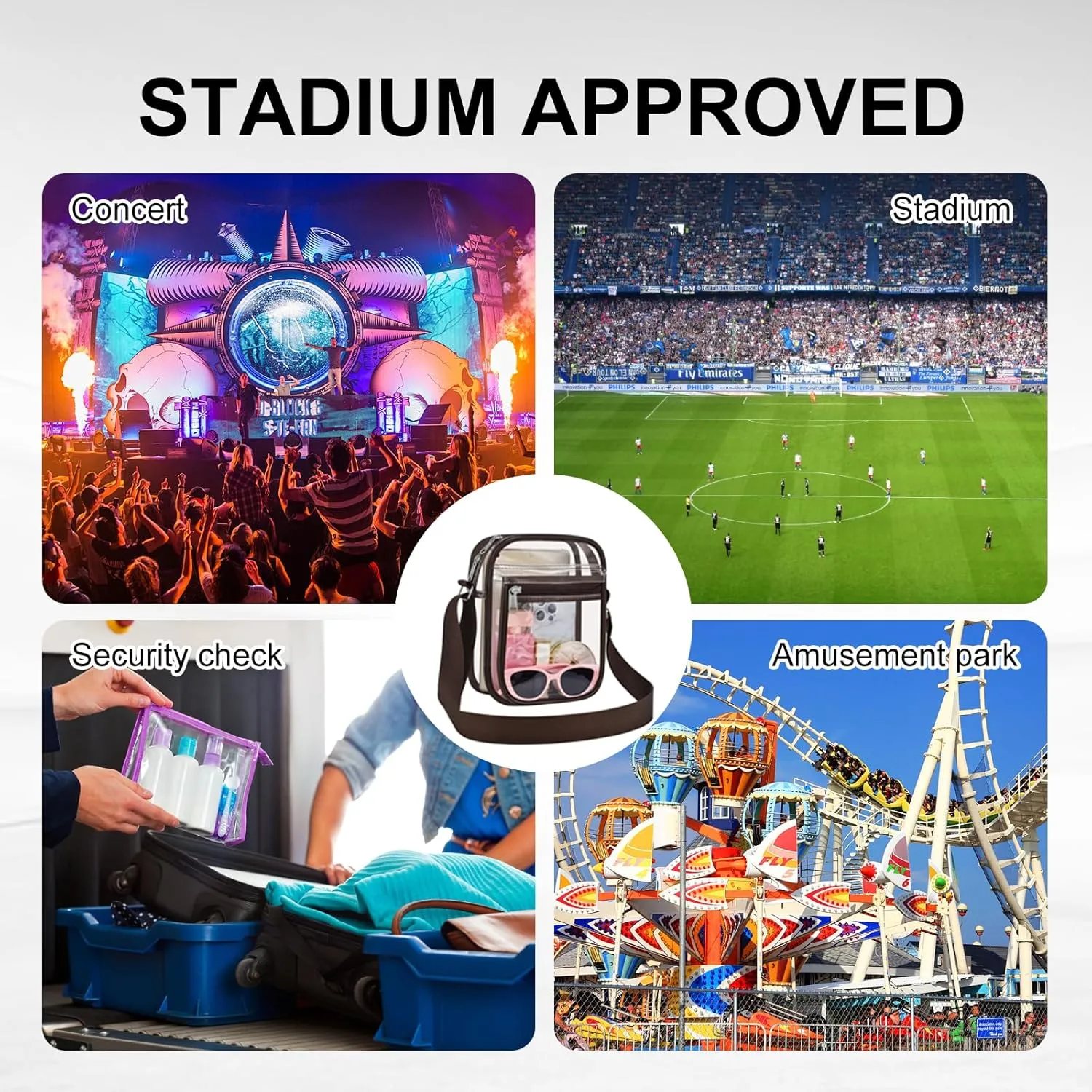 USPECLARE Clear Purse Bag for Stadium Events Clear Messenger Bag for Men and Women