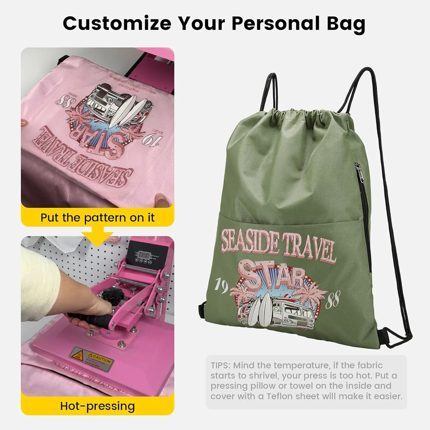 Vorspack Drawstring Backpack Water Resistant String Bag Sports Sackpack Gym Sack with Side Pocket for Men Women