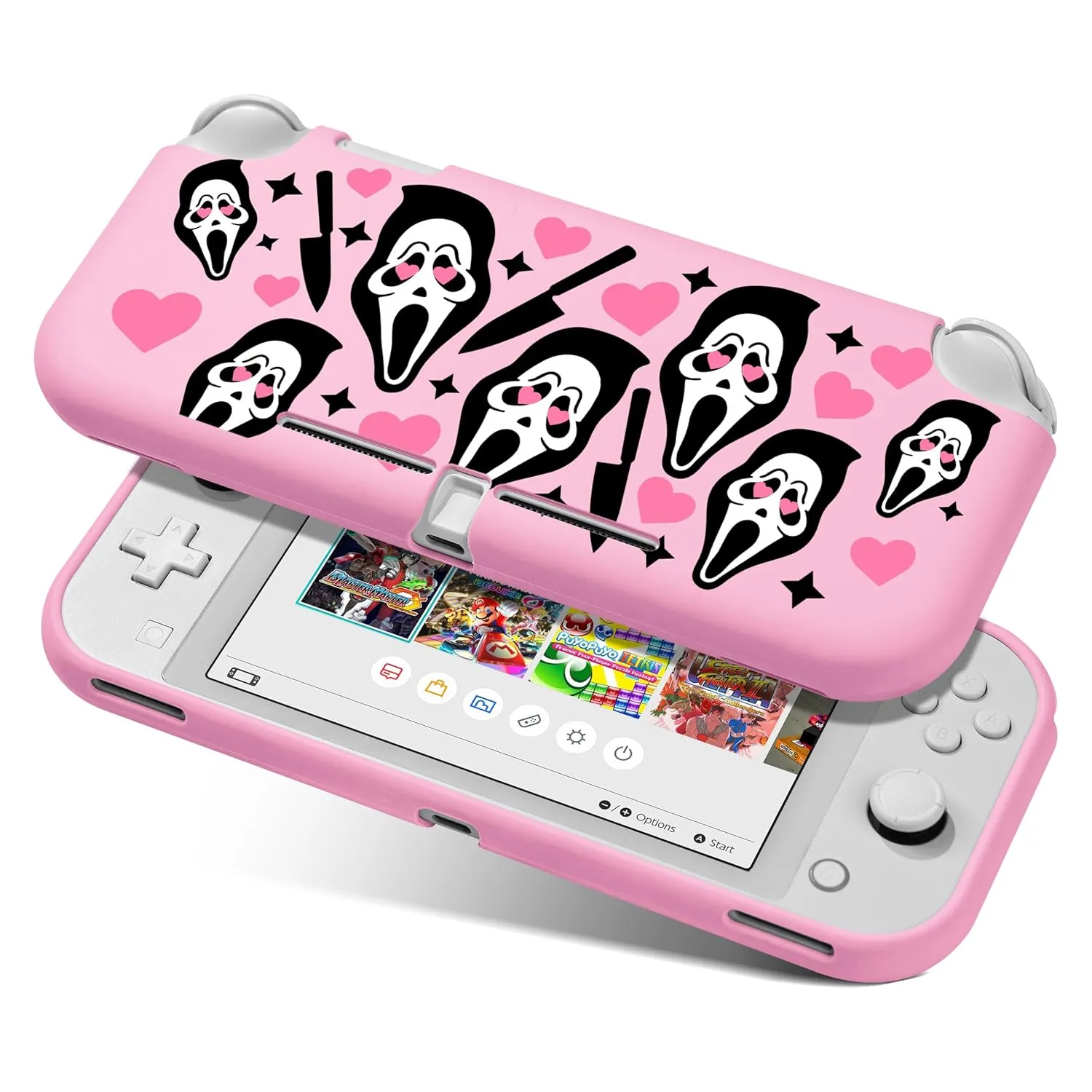 Xcitifun Protective Case Designed for Nintendo Switch Lite Soft TPU Cases for Girls Boys Kids Cute Kawaii Character Cartoon Protect Shell Compatible with Nintendo Switch Lite Cover - Pink Skeleton