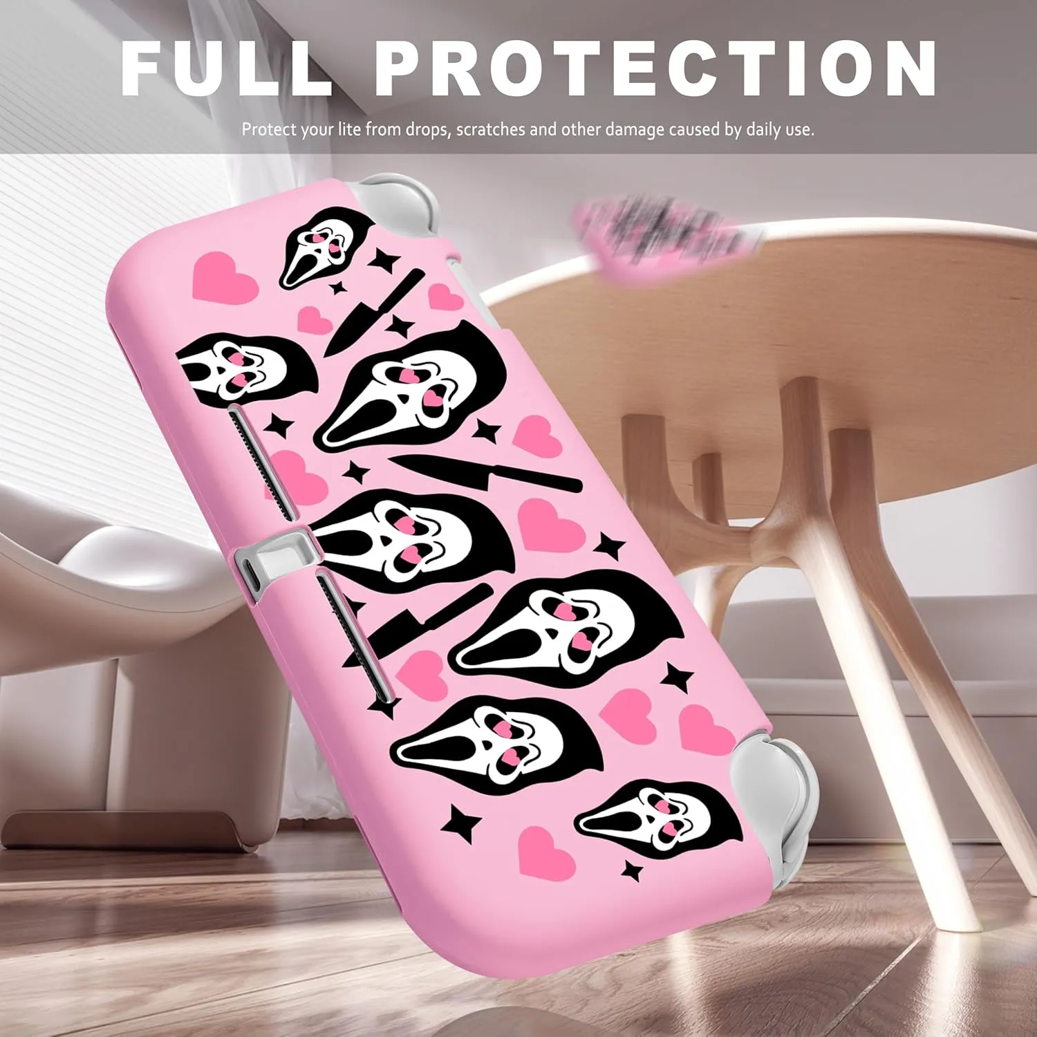 Xcitifun Protective Case Designed for Nintendo Switch Lite Soft TPU Cases for Girls Boys Kids Cute Kawaii Character Cartoon Protect Shell Compatible with Nintendo Switch Lite Cover - Pink Skeleton