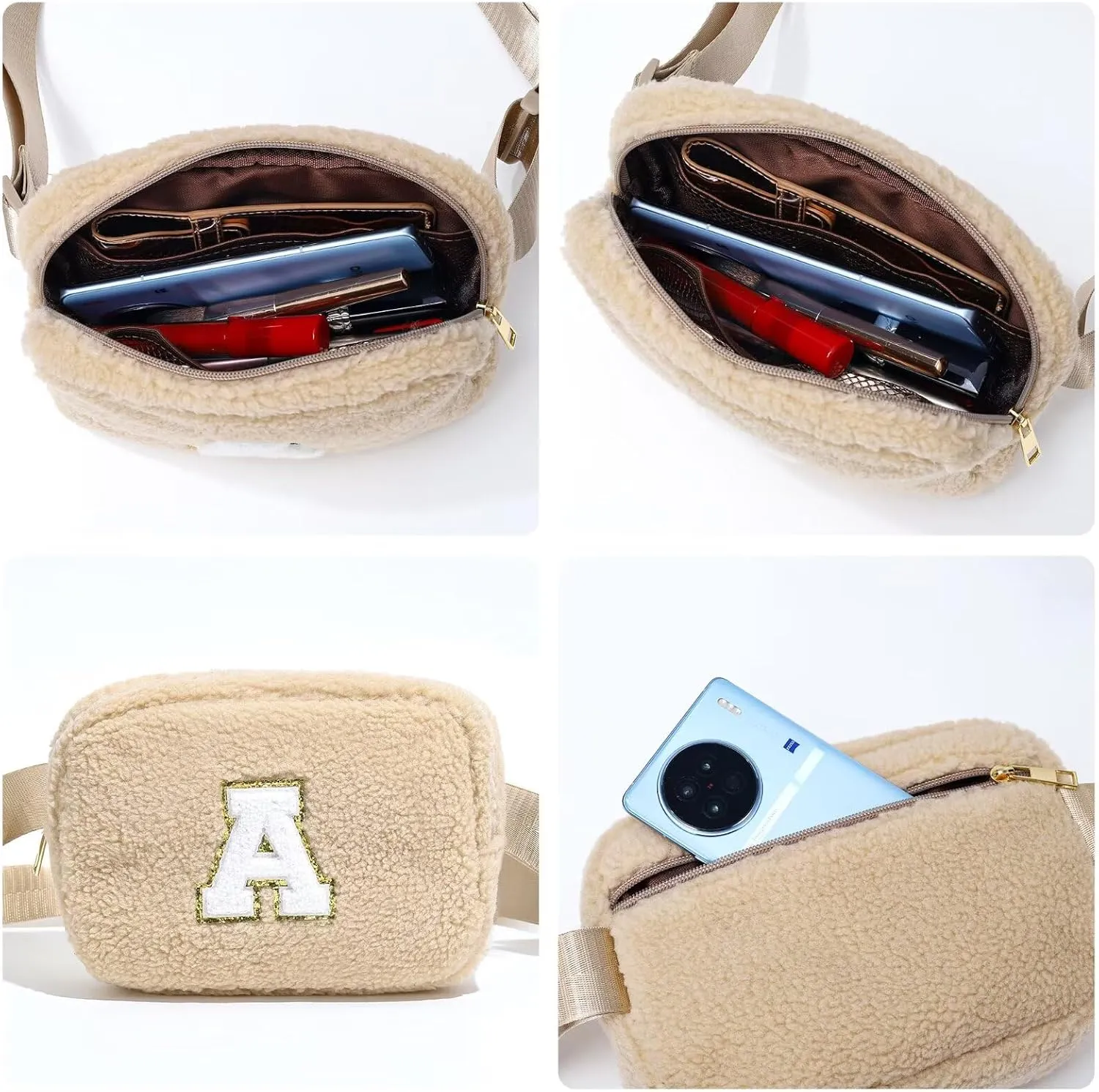 YOOLIFE Initial Crossbody Bag Belt Bag Fanny Pack for Girls - Monogrammed Fanny Pack Belt Bag Purse for Teen Girls Kids, Gifts for Girls Teen Daughter Sister, Khaki K