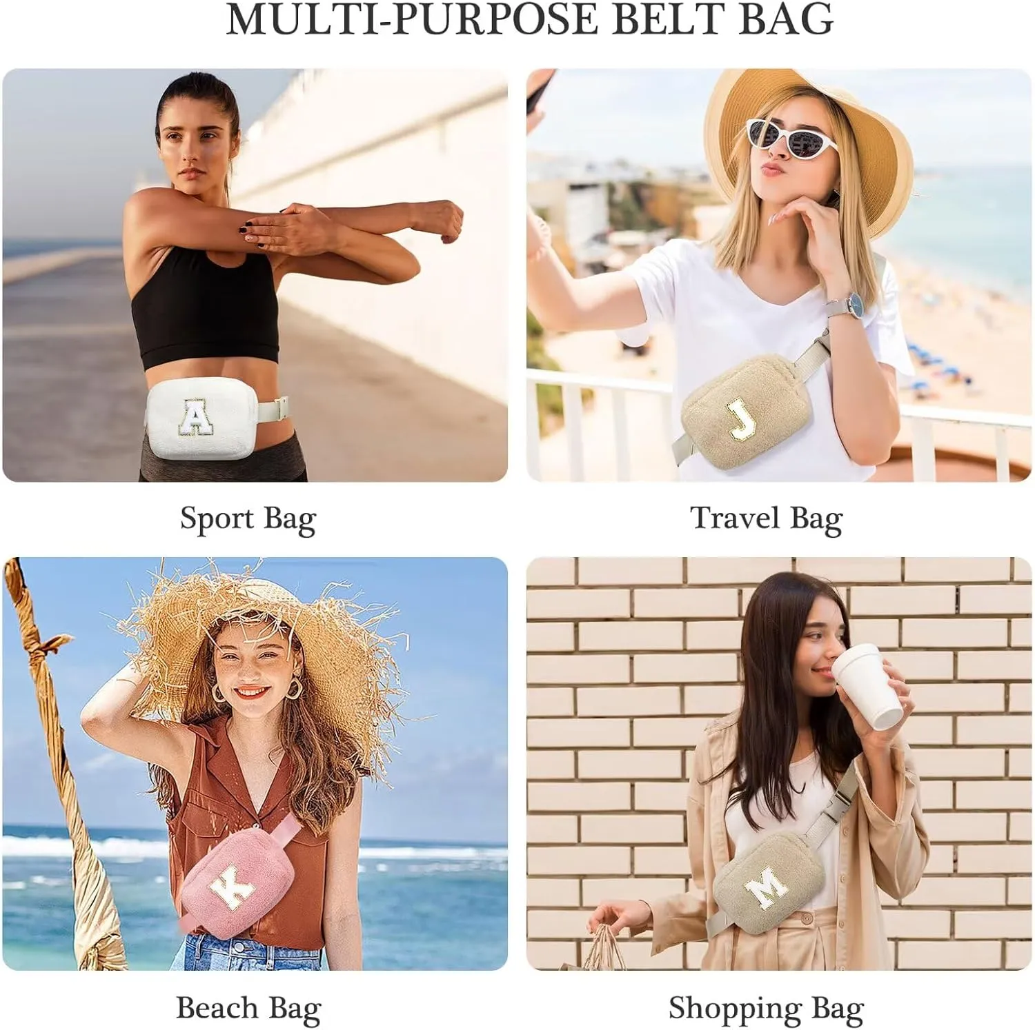 YOOLIFE Initial Crossbody Bag Belt Bag Fanny Pack for Girls - Monogrammed Fanny Pack Belt Bag Purse for Teen Girls Kids, Gifts for Girls Teen Daughter Sister, Khaki K